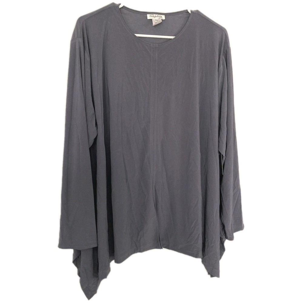 Sophia N.Y.C Shirt Women 2X Gray Jersey Long Sleeve Tunic Top NWT Made USA